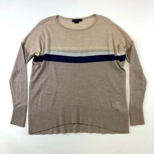 Pendleton pullover neutral merino wool wound neck lightweight womens sweater Med